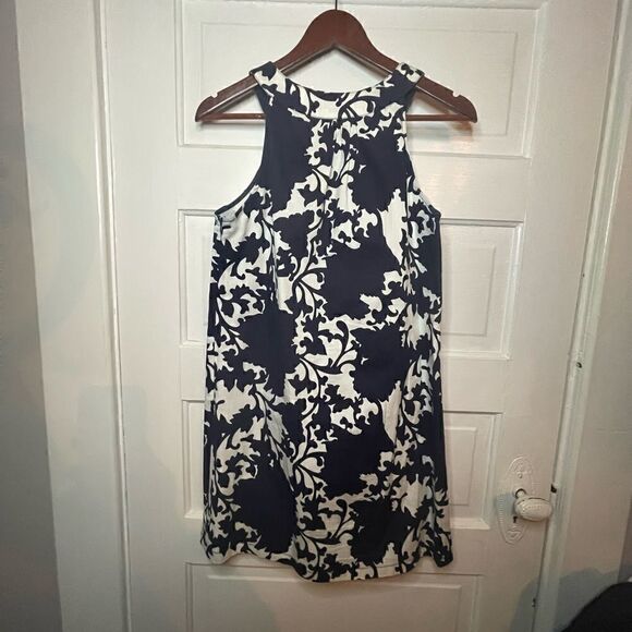 Francesca’s Collections Navy & White Print Halter Dress w Side Zip - Picture 10 of 10